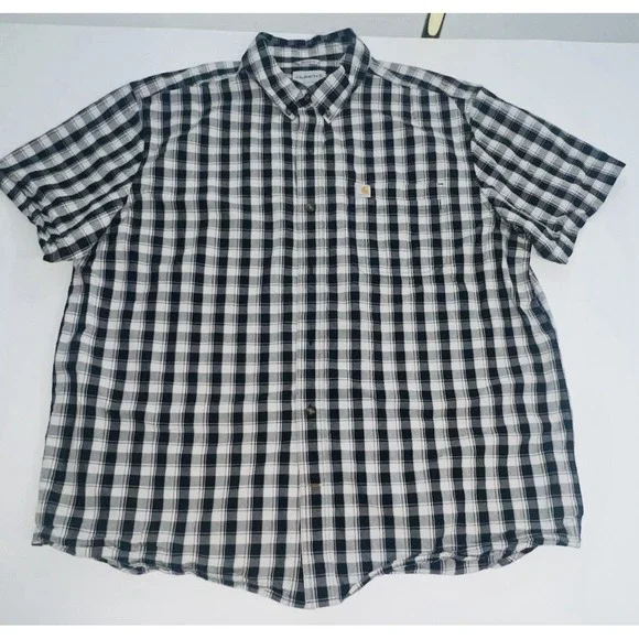 Carhartt Relaxed Fit Short Sleeve Button Down Plaid Shirt Men's Size 2XL - Picture 8 of 16